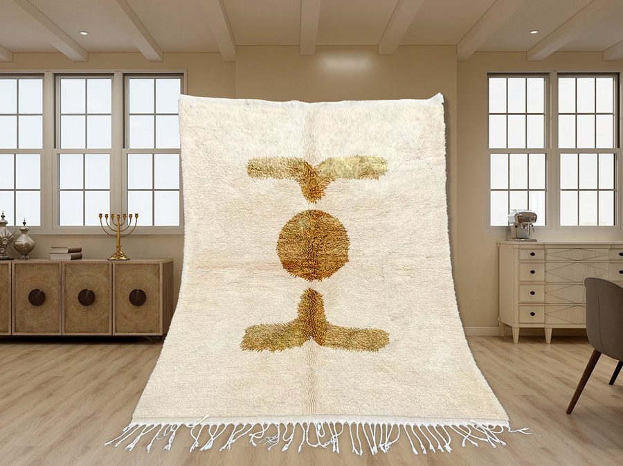 Custom Beni Ourain rug with ochre Berber motif