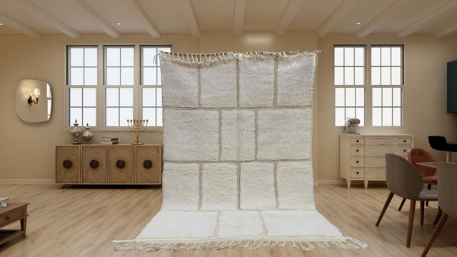 White Checkered Moroccan Rug