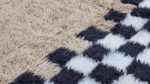 Beige and Black Checkered pattern Rug, Moroccan Beni Ourain Rug